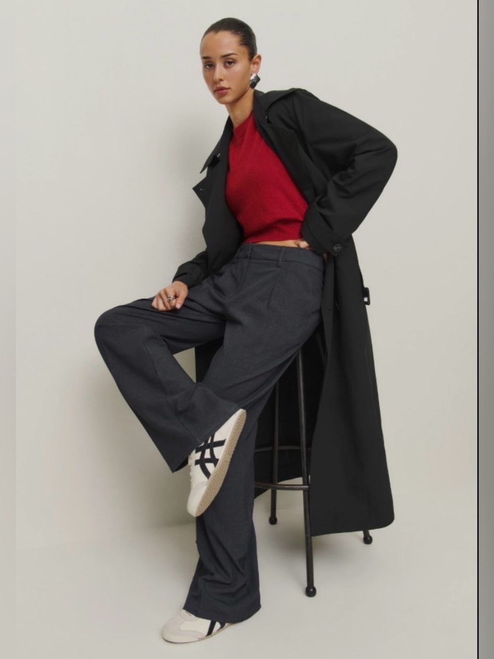 Reformation Wool Dark Gray Black Trench Coat